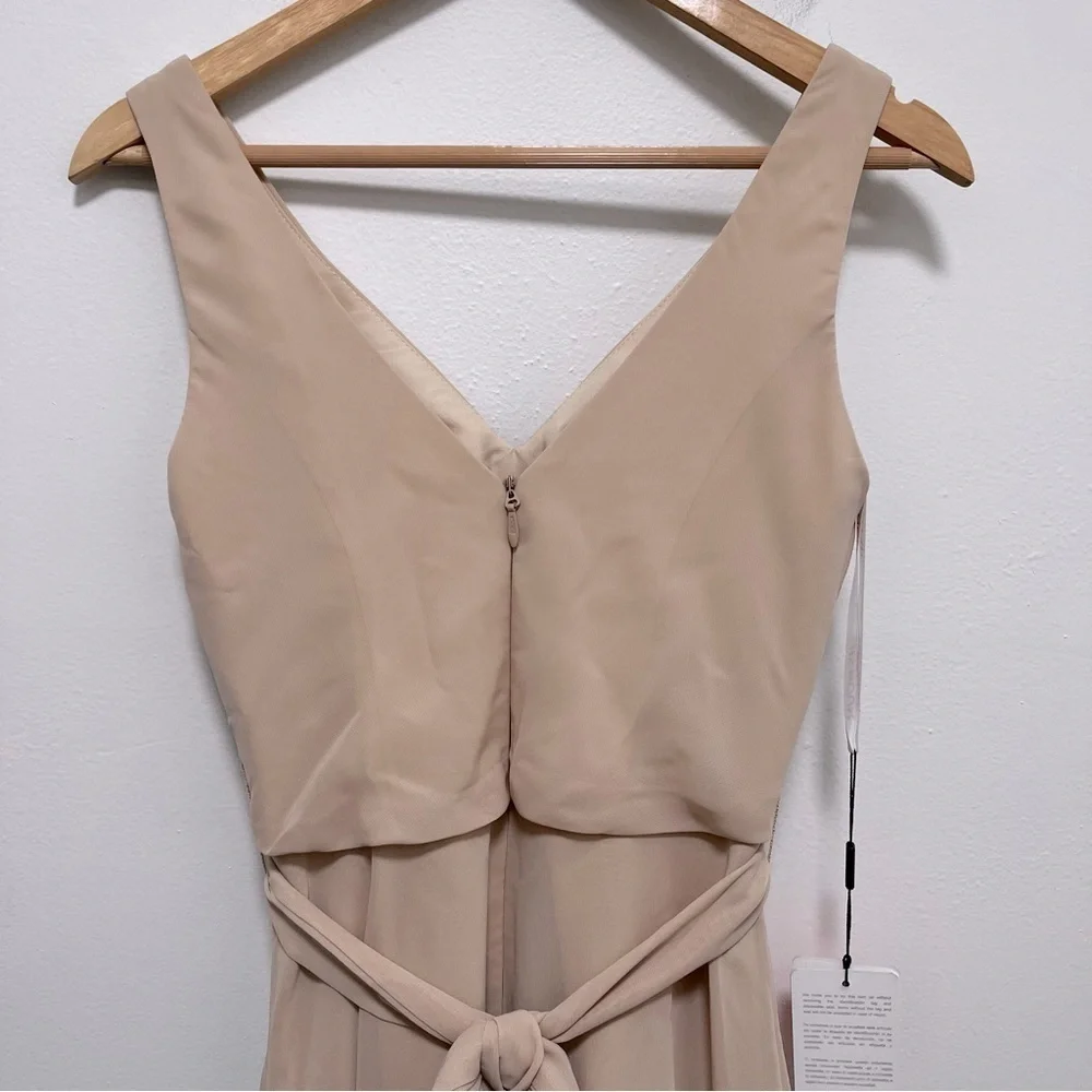 JJ’s House NWT Chiffon Maxi Dress In Champagne Size US 4